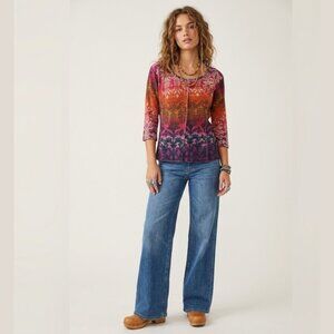 VTG PAPA Colourful Boho Beaded Top Womens M Cotton Phoebe Buffay Festival 90s